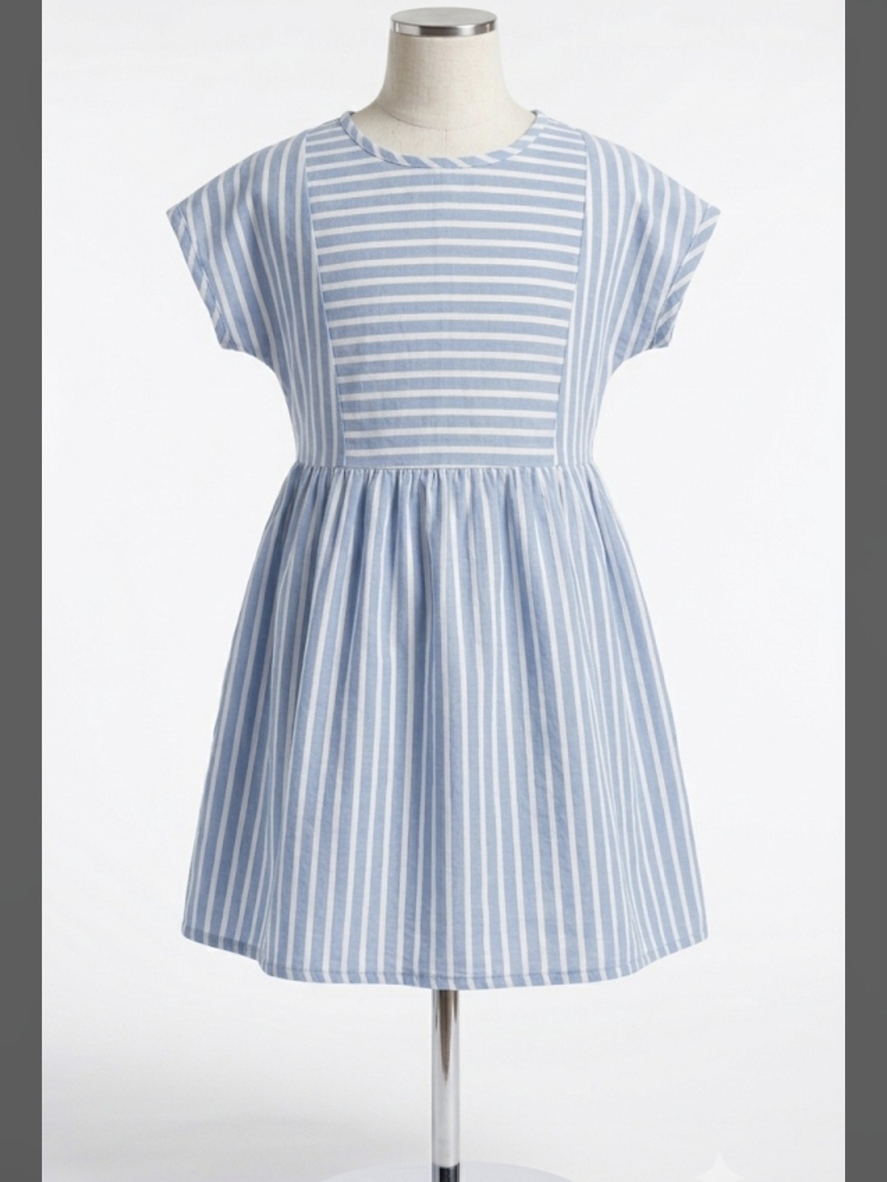 The Impeccable Pig Blue and White Striped Cotton Mini Dress